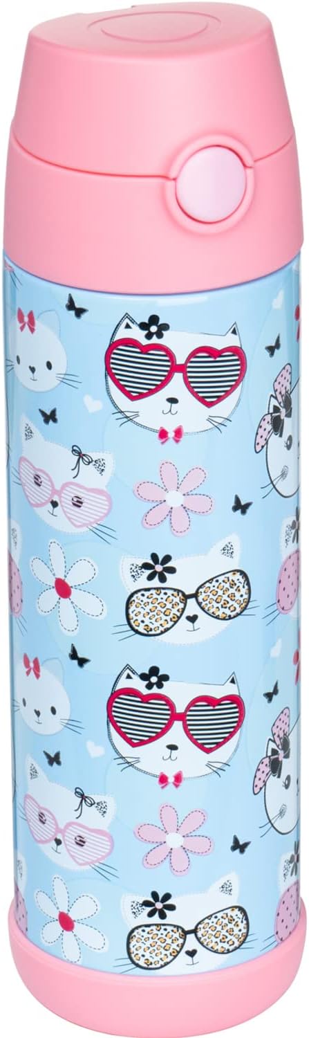 Snug Insulated Kids Water Bottle with Straw & Spout – Double-Wall Stainless Steel, Leakproof, Easy-Flip Lid – For School, ...