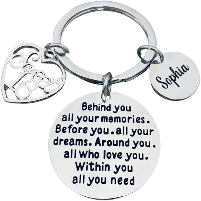 Infinity Collection Sweet 16 Keychain for Girls with Inspirational Quote and Custom Name Charm – Sweet Sixteen Gift for Te...