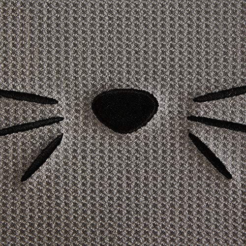 Bone Dry Embroidered Microfiber Cat Shape Pet Food & Water Placemat-Gray