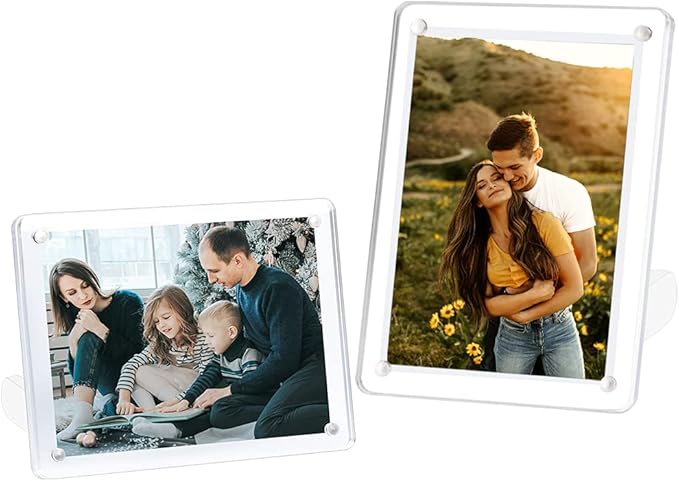 ECOSEAO 5x7 Minimalist Picture Frame Acrylic Glass Photo Frame with Desktop Display Horizontally or Vertically