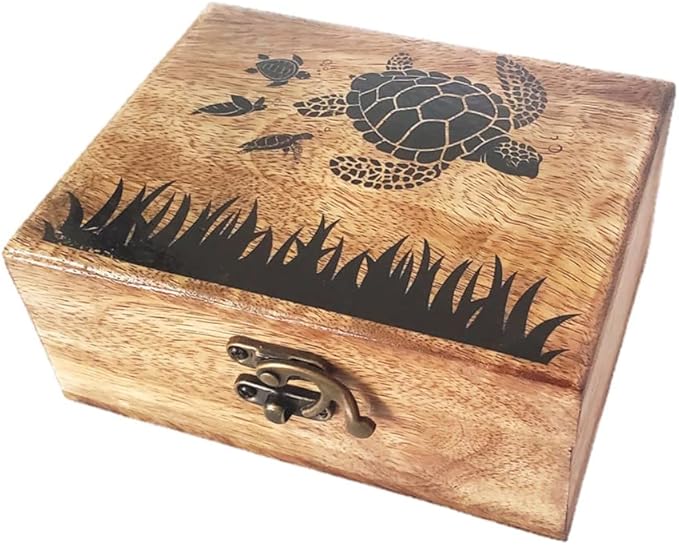 RK Collections Sea Turtle Lovers Jewelry Trinket Keepsake Box. Home Decor, Gifts for Beach and Nautical Lovers