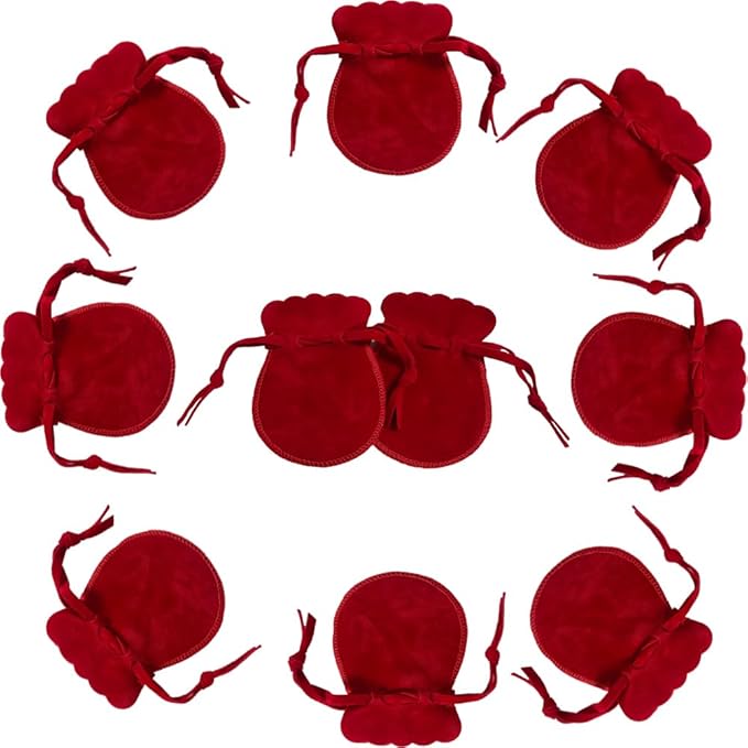 wanerxin 10pcs Mini Small Velvet Drawstring Pouches Gift Bags for Jewelry,Ring,Earrings,Earphone,Wedding Favors, Party Fav...