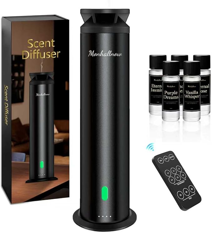 Waterless Scent Diffuser Starter Kit – 1000 Sq Ft Coverage, Suitable for Home & Hotel Series Diffuser, Includes 5 Scent Oi...
