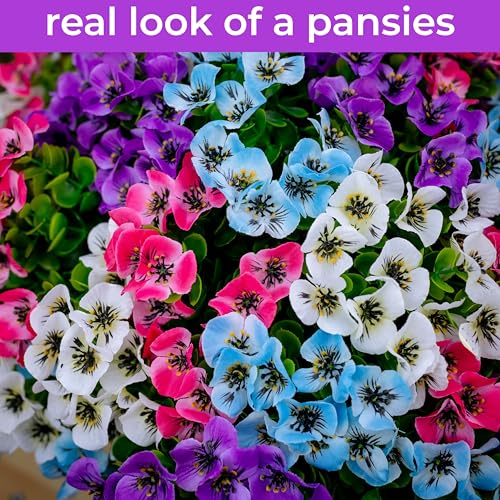 AXYLEX Artificial Flowers Outdoor Shrubs - 16 Bundles Fake Plants UV Resistant No Fade Faux Plastic Greenery Home Garden P...