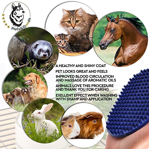 Pets&Goods Rubber Grooming Brush for Dogs & Cats - Gentle Deshedding Bath Brush for Short & Medium Hair - Soft Bristles, A...