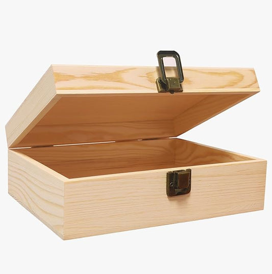 YXFZPAN Wooden Box with Hinged Lid - 8x6x3 Inch Natural Gift Box for Craft DIY Jewelry Boxes - Small Reusable Storage for ...