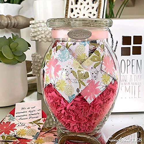 KindNotes Glass Keepsake Gift Jar with Sympathy Messages - Refreshing Floral
