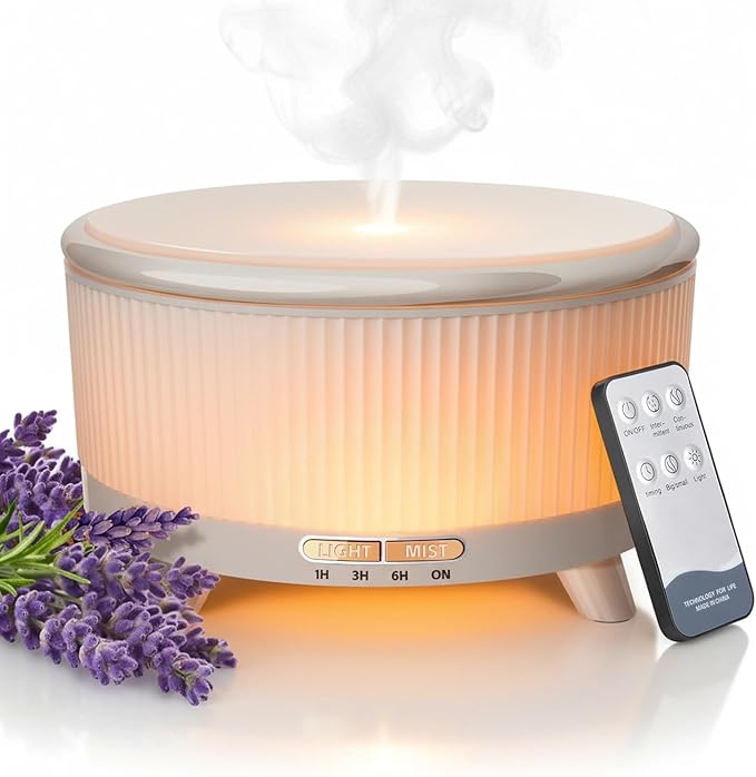 500ML Large Capacity Essential Oil Diffuser, Ultrasonic Aromatherapy Diffuser with 7 Color LED Lights with Remote Control,...