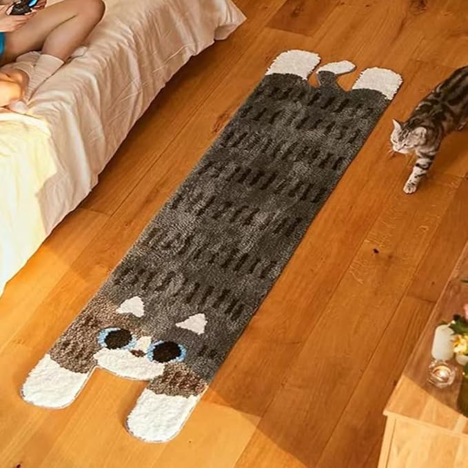 Haukea Cool Rugs for Bedroom Aesthetic Cute Cat Bath Mat Runner Rug Unique Funky Tufted Rugs Funny Cartoon Rug for Dorm Pr...
