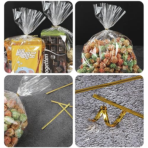 Labeol 150pcs Cellophane Bags 9x12 Treat Bags with Ties Clear Gift Candy Bag Cookie Bag for Packaging Party Favor Plastic ...