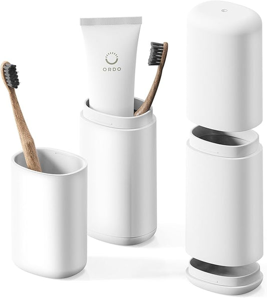 BALUCA Travel Toothbrush Case, Portable Tooth Brush Holder and Toothpaste Cover Container with Mouthwash Cup, Compact Oral...