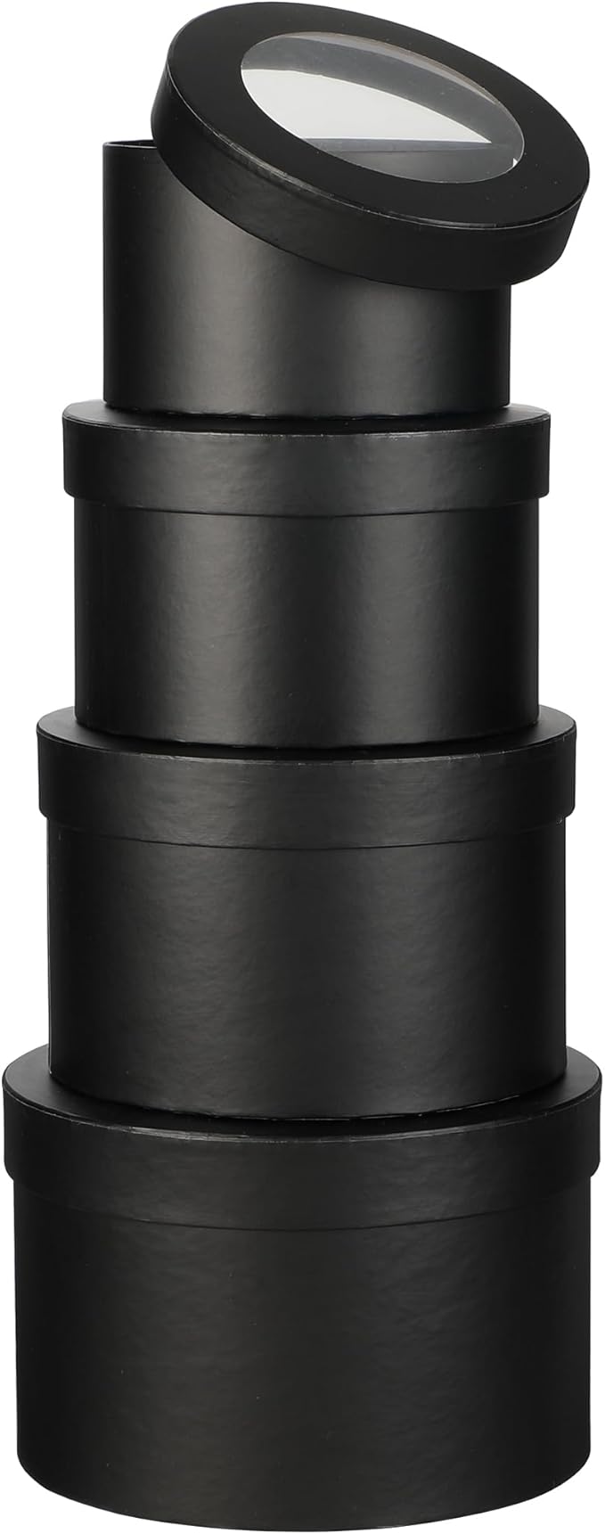 Flower Boxes for Arrangements Nesting Round Gift Boxes with Clear Lids Black Round Boxes for Flowers Set of 4 Assorted Siz...