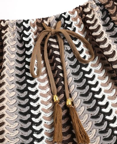 ZAFUL Crochet Cover Up Shorts for Women Beach Swimwear 2026 Boho High Waisted Drawstring Flowy Swim Bottom