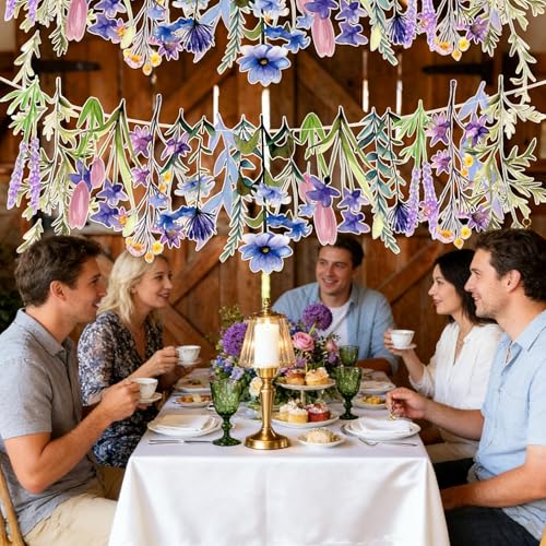JeVenis Wildflower Garland Wildflower Flower Banner Garland for Tea Party Floral Bridal Shower Baby Shower Decoration Birt...