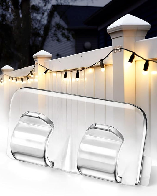 Hetyue Hooks for Outdoor String Lights Clips: 26Pcs Heavy Duty Light Hook with Waterproof Adhesive Strips - Outside Clear ...