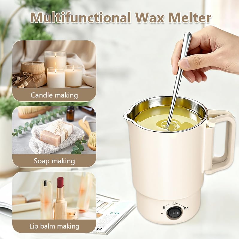 didforu Electric Wax Melting Pot Kit with Thermometer, 800ML Wax Melter for Candle Making, Adjustable Temperature Wax Warm...