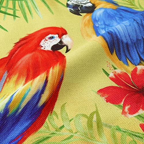 Bonhause Tropical Birds Parrot Toucan Throw Pillow Covers 18 x 18 Inch Set of 4 Flowers Leaves Outdoor Decorative Pillow C...