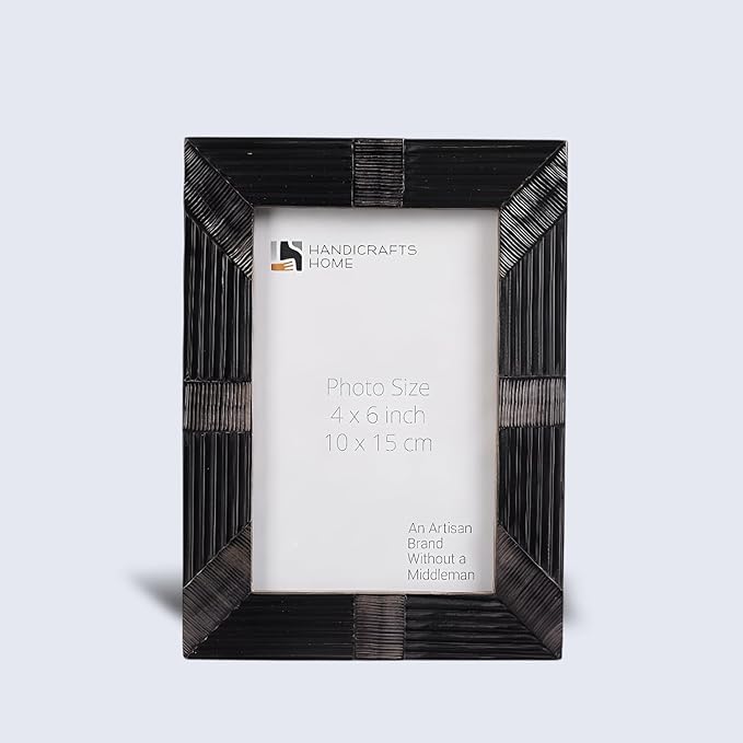 Handicrafts Home Decorative Picture Frame 4x6, Handmade Shagrin Horn Photo Frame, Black Decorative Tabletop Display & Wall...