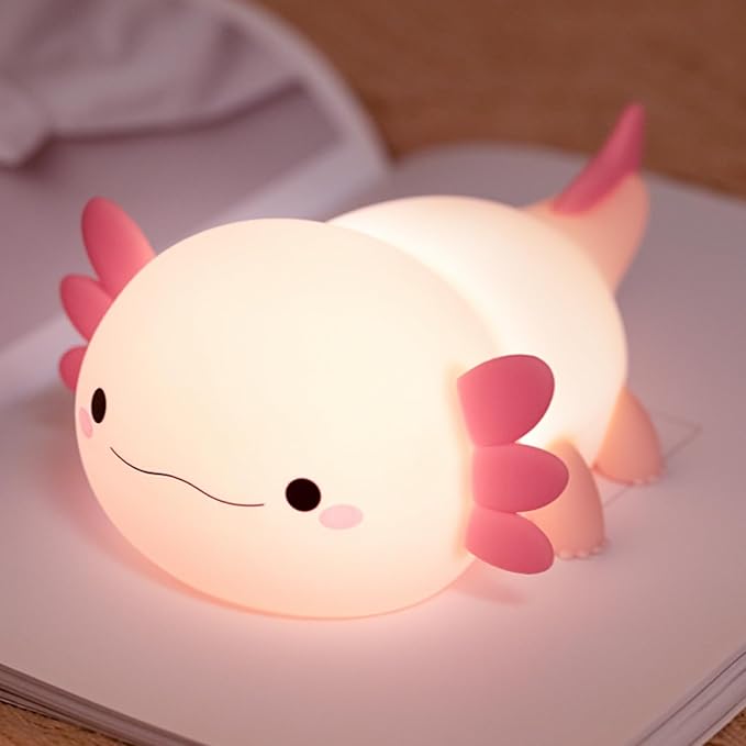 YR YRHH-PET Axolotl Cute Night Light, Kids Squishy Rechargeable Axolotl Lamp, Mom Mothers Day Gifts, Girl Bedside Animal N...