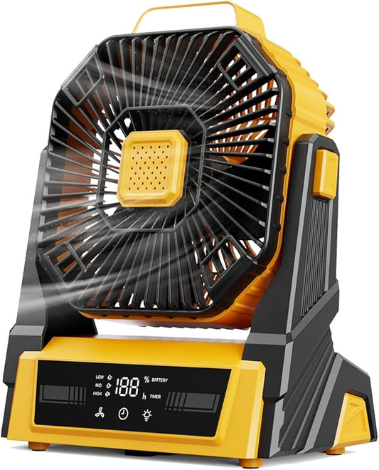 KopBeau Portable Camping Fan with Lights, 20000mAh Rechargeable Battery Operated Fan, Battery Powered Outdoor Beach Tent w...