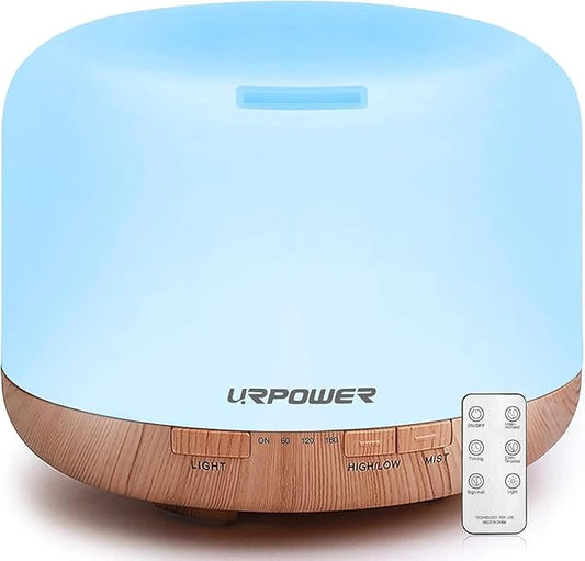 URPOWER 500ml Aromatherapy Essential Oil Diffuser Humidifier Room Decor Lighting with 4 Timer Settings, 7 LED Color Changi...