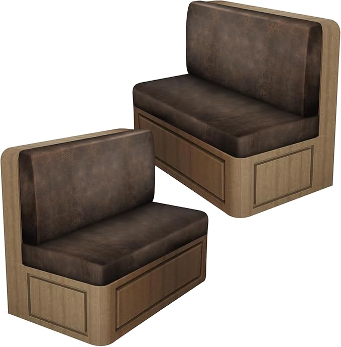 Leather Look RV Dinette Cushion Covers, Stretch Camper Cushion Slipcovers for Travel Trailer Couch RV Booth Seat, Replacem...