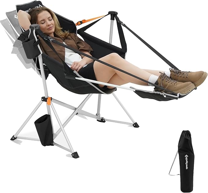 KingCamp Hammock Chair with Footrest – Heavy Duty Swinging Rocking Camping Chairs for Adults up to 400lbs, Folding Portabl...