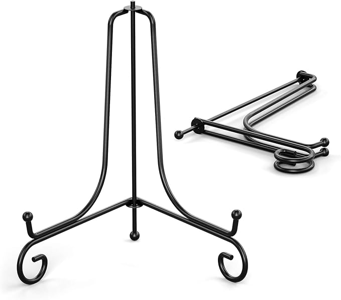 TR-LIFE 4 Pack Plate Stands for Display - 8 Inch Plate Holder Display Stand + Metal Easel Stand for Picture Frame, Decorat...