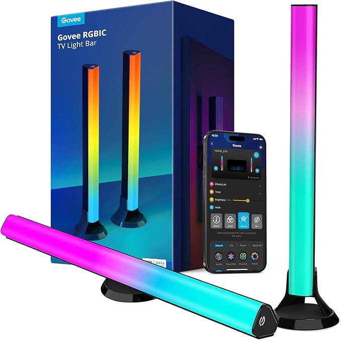 Govee RGBIC Light Bars, 15 Inches WiFi TV Backlight Suitable for 45-70 inch TVs, Smart Light Bars with Multiple Placement ...