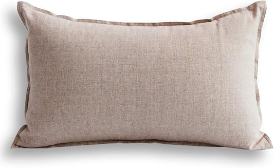 Jeanerlor Cotton Linen Soild Decorative Yellow 12"x20" Lumbar Throw Pillow Case Cushion Cover with Twin Needles Stitch on ...