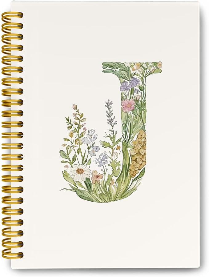 IORAFOUDUO Spring Floral Initial Letter J Journal Notebook, Cute Personalized Journaling Notebooks, Monogrammed Gifts for ...