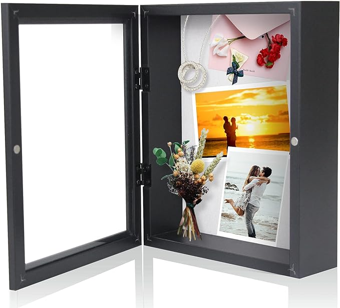 Muzilife 11x14 Shadow Box Picture Frame - 2.16" Interior Deep Wood & Glass Display Case Ready to Hang Memory Box Baby Spor...