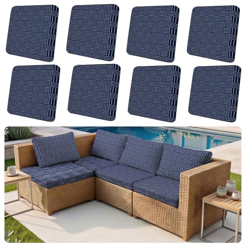 HobbLab 8-Piece High Elastic Outdoor Cushion Covers - Full Set Stretch Replacement Slipcovers for Seat & Back Cushions - U...