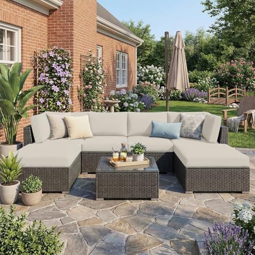 hyha Waterproof Outdoor Cushion Covers for Patio Furniture, Stretch Patio Chair Cushion Slipcovers, Coated UV Resistant Re...