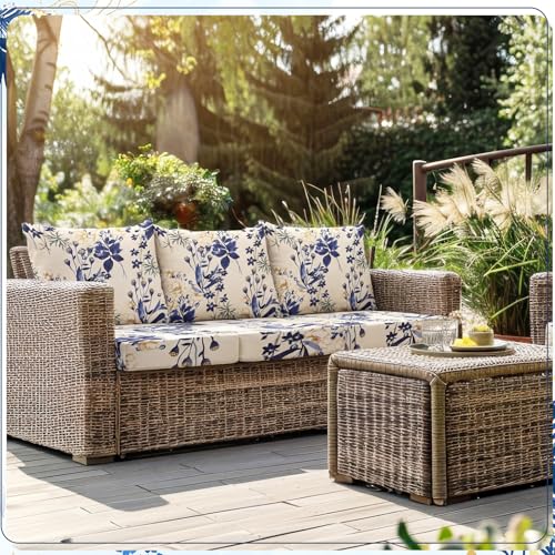 Tegeme 8 Pcs Stretch Printed Sofa Cushion Covers Outdoor Floral Couch Covers Replacement Outdoor Couch and Sofa Slipcovers...