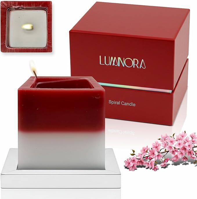 LUMINORA Spiral Scented Candle for Women & Men | Hand-Crafted Decorative Soy Wax Candle | Wooden Wick | Unique Twisted Spi...