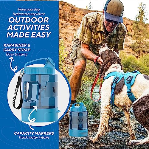 Dog Water Bowl Dispenser 77oz, Large Pet Dog Water Bottle Portable with Pull-Out Travel Water Bowl for Dogs, Portable Wate...