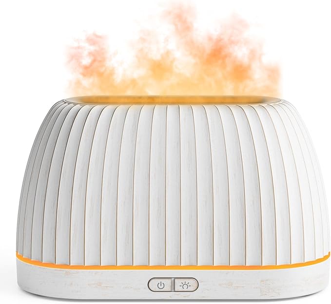 SOULORIGIN Essential Oil Diffuser, Flame Effect Aromatherapy Diffuser with 7-Color LED Lights & Auto Shut-Off, Ultrasonic ...