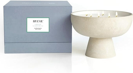 Blueme Focus Candle | Eucalyptus & Lime | 6 Wick - Refillable Wellness Candle with Essential Oils, Hand Finished & Poured ...