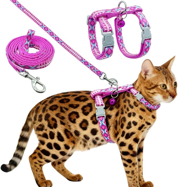 Freezx Cat Harness and Leash Set - Adjustable Escape Proof Cat Harness for Safe Walking - Lightweight Soft Travel Kitten H...