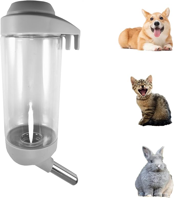 DEEUCHIS Dog Crate Water Bottle - 17 oz No Drip Kennel Pet Water Dispenser, Easy-to-Use Cage Water Bottle for Dogs, Cats, ...