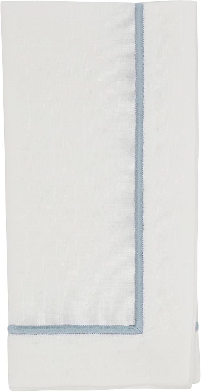 Saro Lifestyle Embroidered Line Design Napkin (Set of 4), 20"x20", Platinum