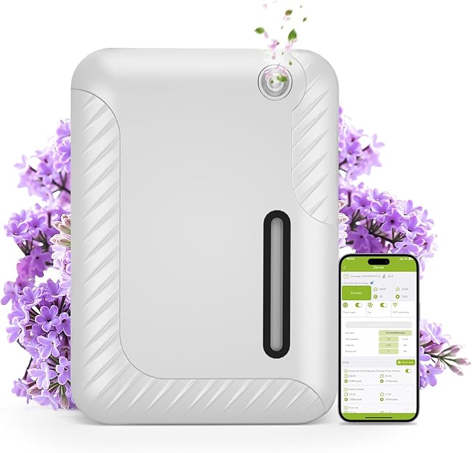 Smart Essential Oil Diffuser for Large Spaces, 250mL Capacity Covering 2300 sq.ft, Programmable Timer, for Home Office Com...