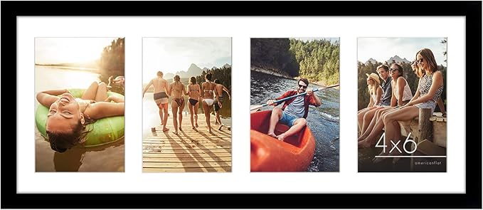 Americanflat 4x6 Collage Picture Frame with Shatter-Resistant Glass - Fits Four 4x6 Photos or Use as One 8x20 Picture Fram...