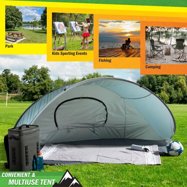 Pop Up Beach Tent - Fits 2-3 People - Sun Shelter with UV Protection and Ventilation - Water and Wind Resistant Camping Ca...