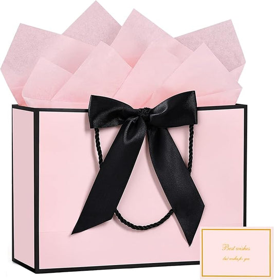 JMANNI Gift Bags with Handles, 13” Medium Gift Bag for Presents, 1 Pcs Bags with 2 Tissue Paper and 1 Cards for Baby Showe...