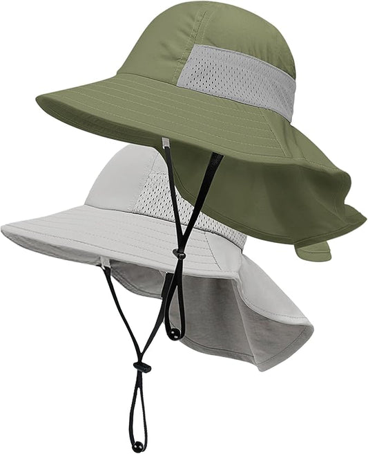 Toddler Baby Sun Hat Kids Summer Beach Essentials Adjustable Beach Hats with Bucket Wide Brim for Boys Girls Age 0-14 Years