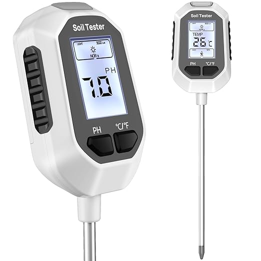 YAMRON 4-in-1 Soil Moisture Meter, Digital Plant Temperature/Soil Moisture Test & PH Meter/Sunlight Intensity, Backlight L...