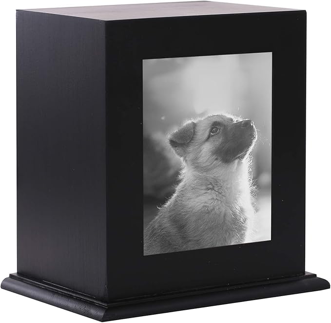 Pet Wood Memorial Urn for Ashes,Photo Frame Keepsake Box for Cats Dogs,Funerary Caskets Supplies Burly Wood Cremation Urns...