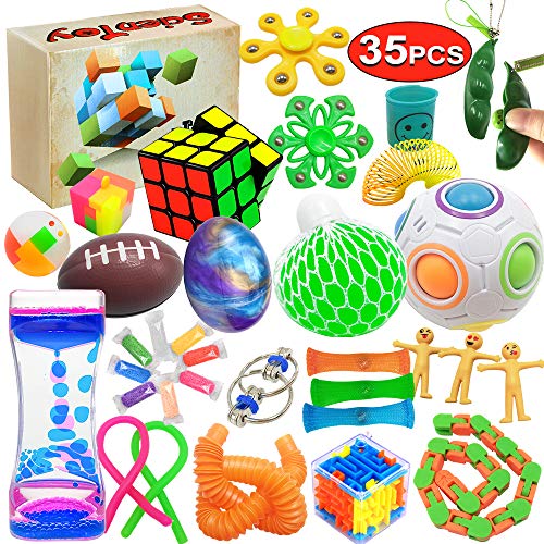Scientoy Fidget Toy Set, 35 Pcs Sensory Toy for ADD, OCD, Autistic Children, Adults, Anxiety Autism to Stress Relief and A...